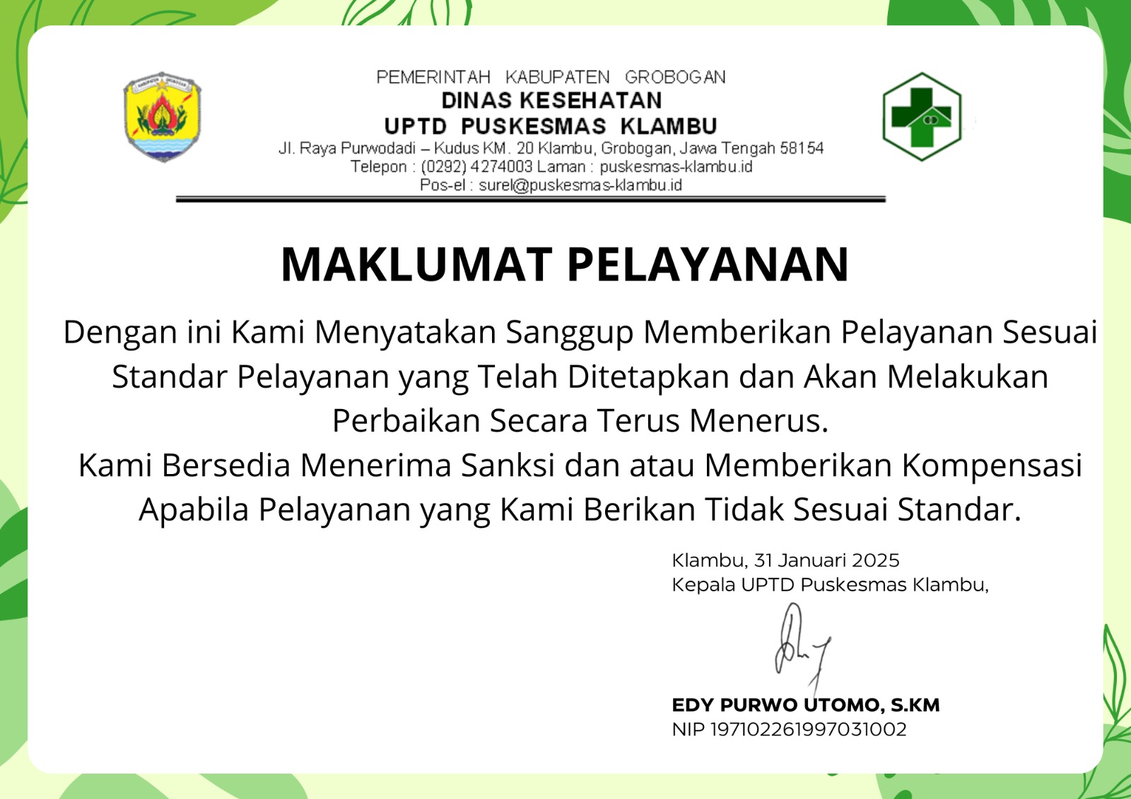 MAKLUMAT PELAYANAN